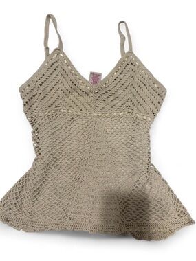 Faded Glory Crochet Knit Tank Top - Cream